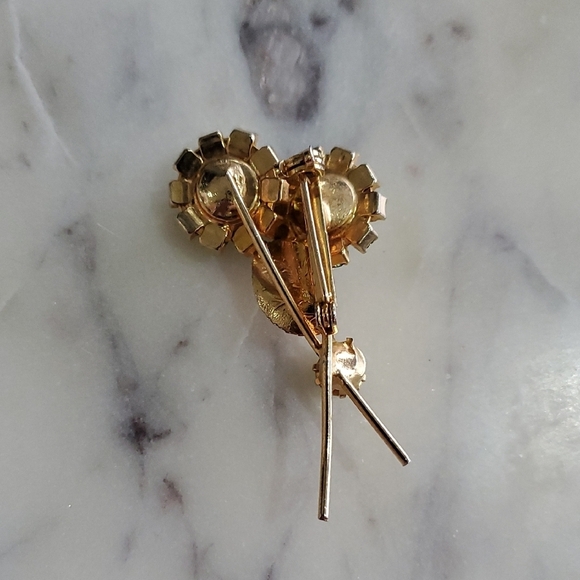 Vintage Green and Gold Floral Bouquet Brooch - Picture 2 of 8